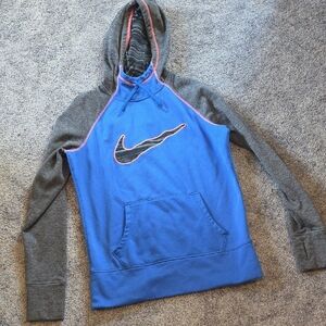 Nike Blue and Gray Pullover Hoodie